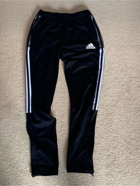 Adidas Kids Black Track Pants with White Stripes